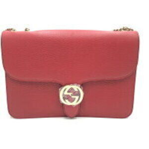 Gucci Interlocking G shoulder bag in calfskin leather Red